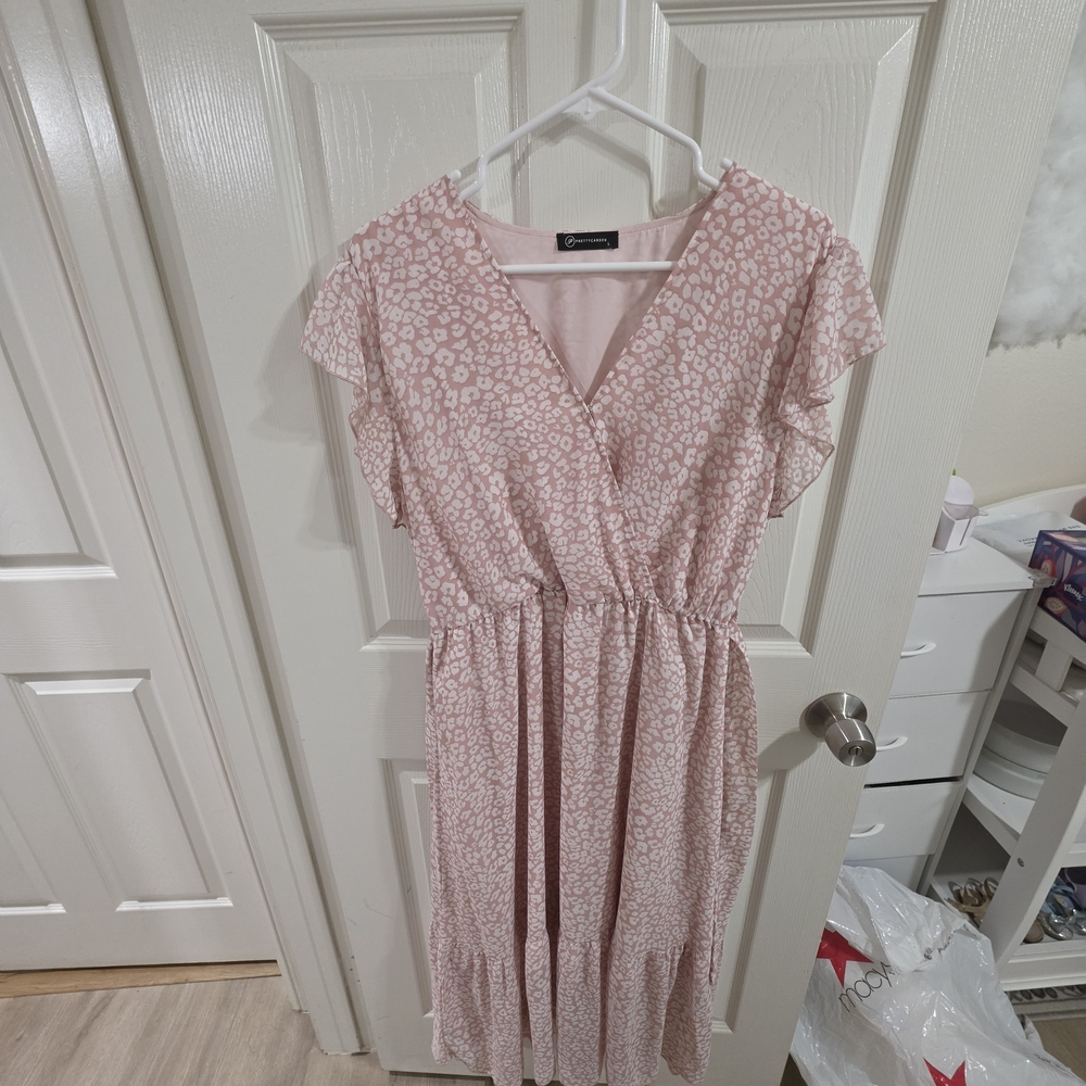 Blush Printed Wrap-Style Midi Dress by Unknown Brand
